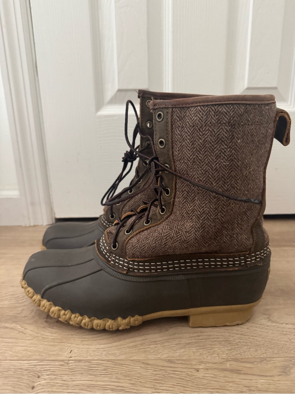 LL Bean Herringbone Sherpa Lined Duck Boots